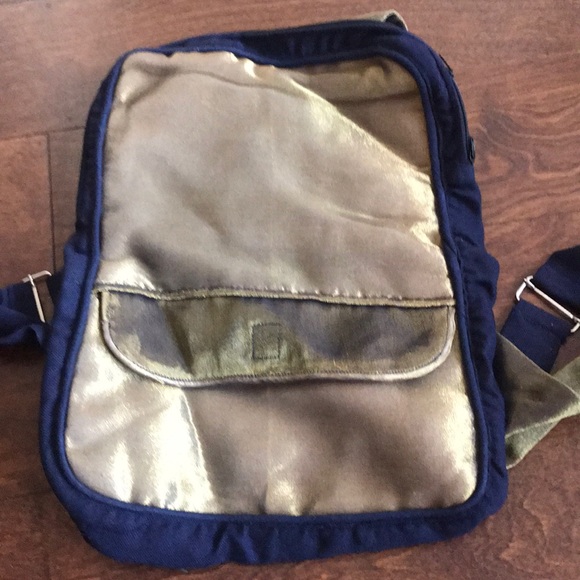 Handbags - Cute dull gold & navy blue backpack